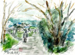 水彩画/宮川堤付近